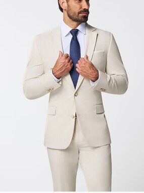 State & Liberty Athletic Fit Stretch Suit Heathered Bamboo SIZE 46/38